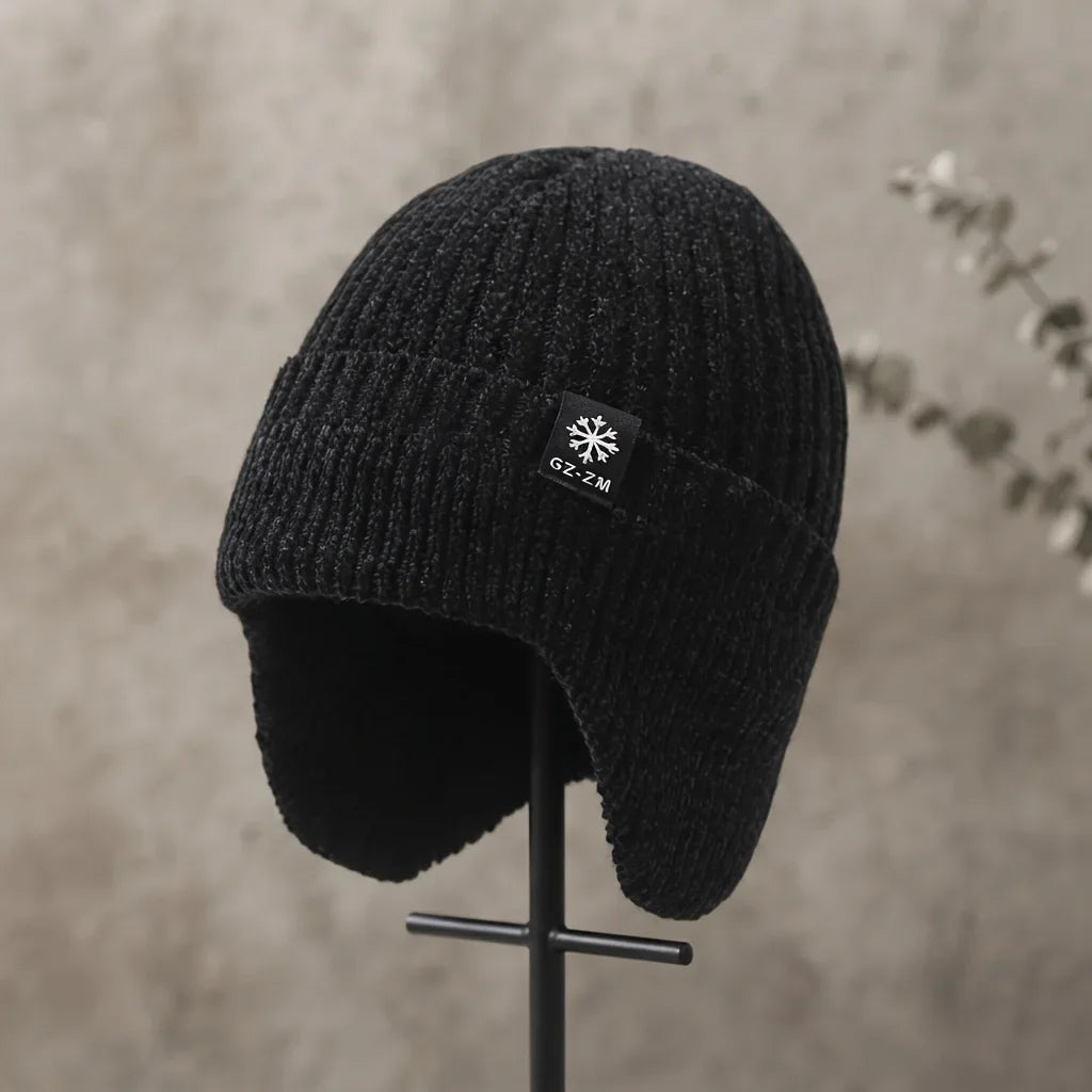 Winter Snowman and Snowflake Knitted Hat - High-End Warm and Thick Plush Lined Winter Hat，Men'S Windproof and Cold-Proof Gear