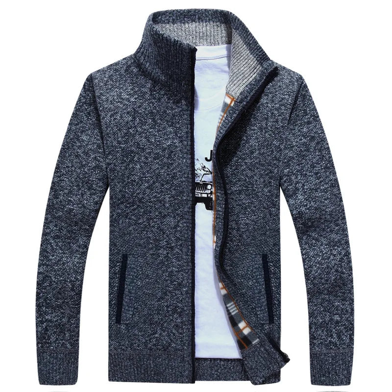 Thick Knit Zip-Up Cardigan Coat