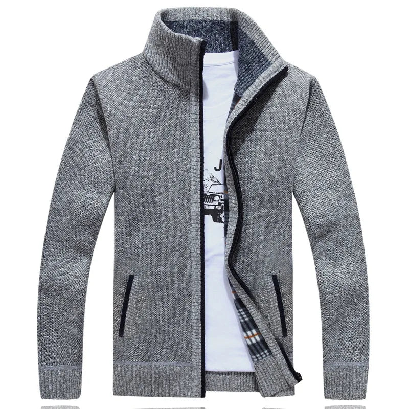 Thick Knit Zip-Up Cardigan Coat